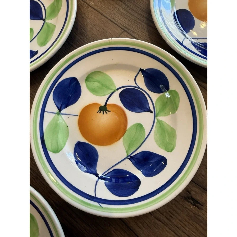 Vtg 8 Richard Ginori Italy Orange Fruit Plates 8.5